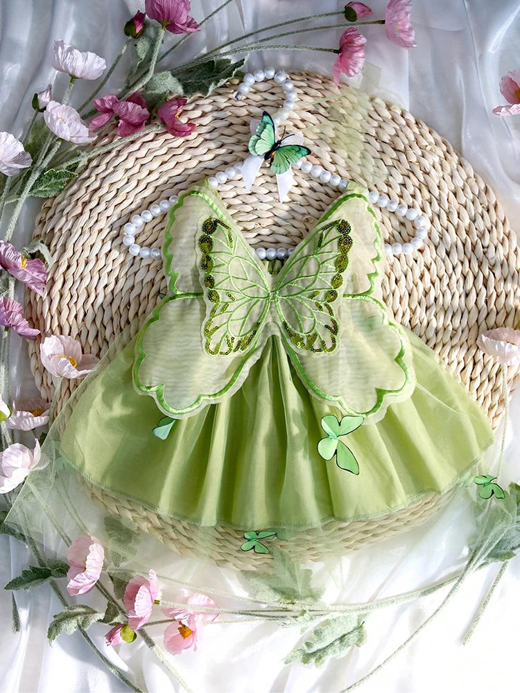 Ylsteed Newborn Girl Photo Shooting Outfits with Headband Baby Girl Butterfly Wings Mesh Dress for Photo Shooting Infant Props