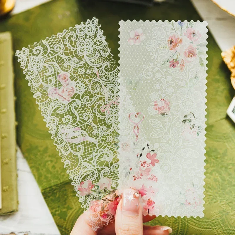 20 Pcs Dual Material Multi-Size Lace Collection Material Paper Handbook Collage Diy Scrapbooking Sticker Label Craft Supplies