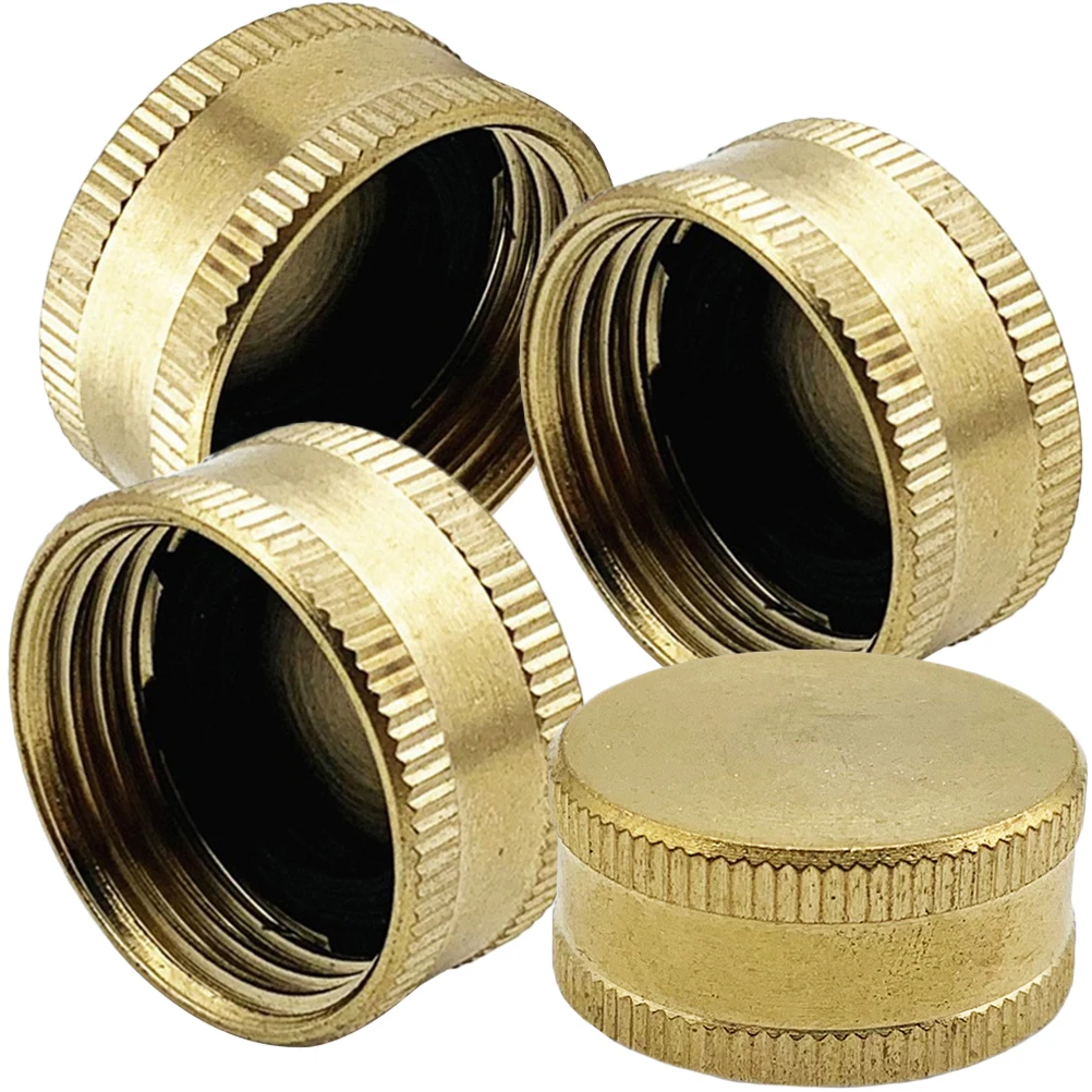 

Garden Hose Accessories Brass Cover Plug End Caps with Washers Golden Connector Stopper