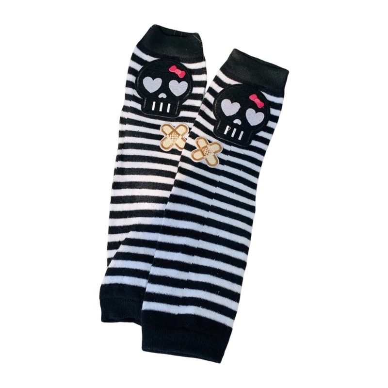 Striped Arm Warmer Arm Sleeves With Thumb Holes y2k Arm Sleeves Y2k Arm Cover Harajuku Skull Arm Warmer Punk Arm Sleeves