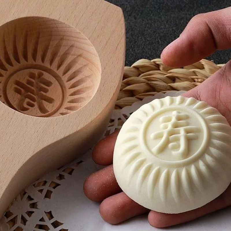 Manual DIY Wooden Steamed Buns Mold Moon Cake  Fruit Biscuits Baking Pastry Food Mould Kitchen Accessories Household Gadget