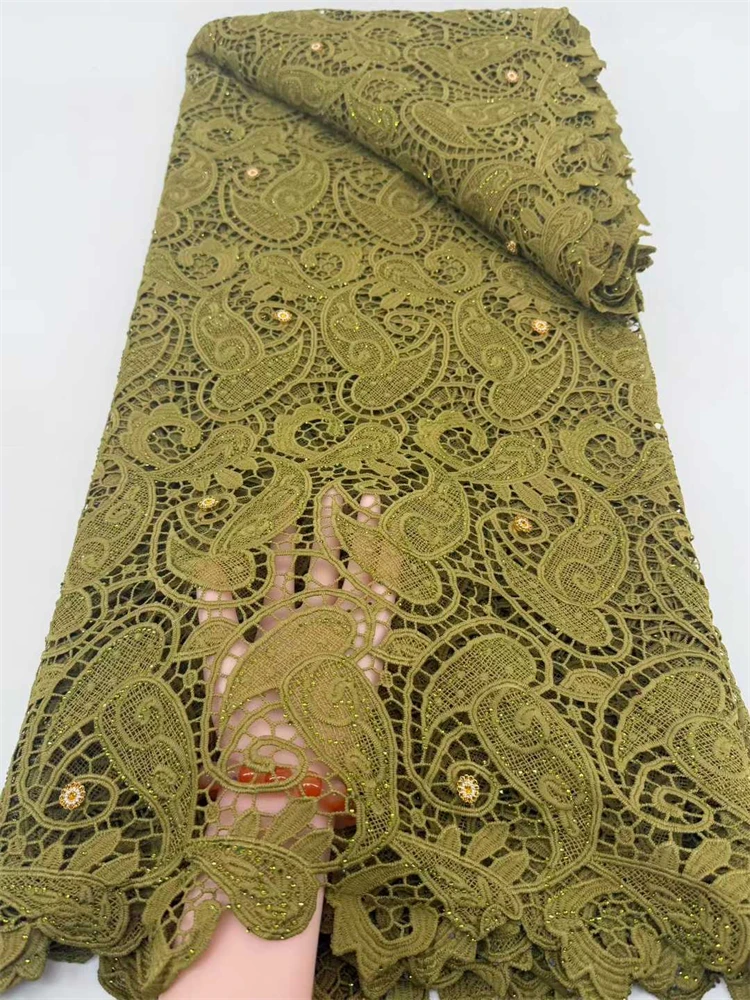 

Высококачественное африканское кружево гипюр с вырезами, нигерийские камни, водорастворимое, для пошива платьев, женских платьев, 2026