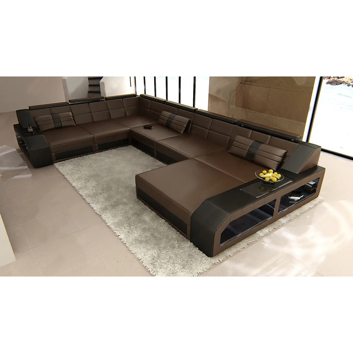Living room leather sofa modern simple size apartment leather art furniture combination