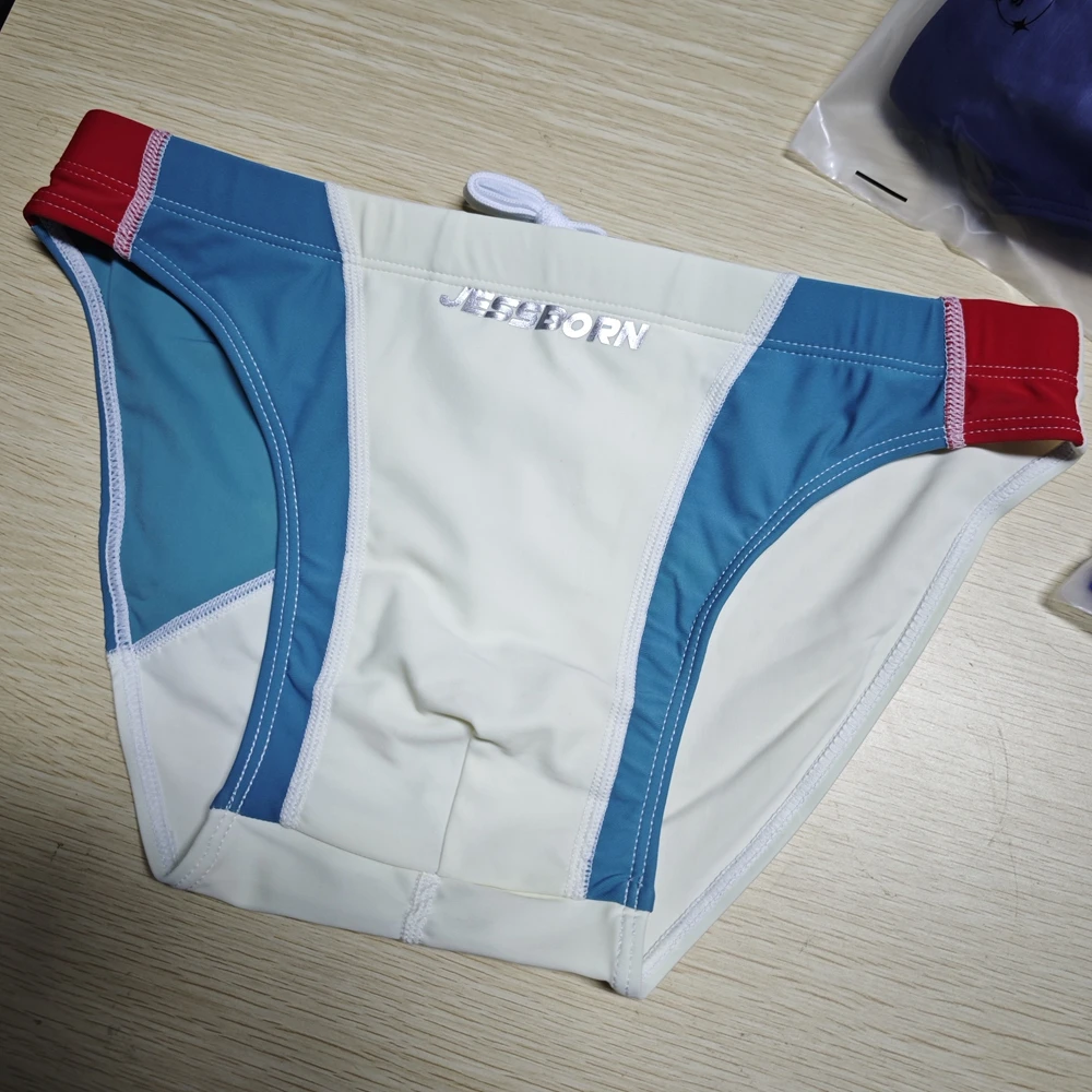 Japanese style swimming trunks men's nylon color matching hot spring swimsuit European and American cup anti-light swimsuit10118