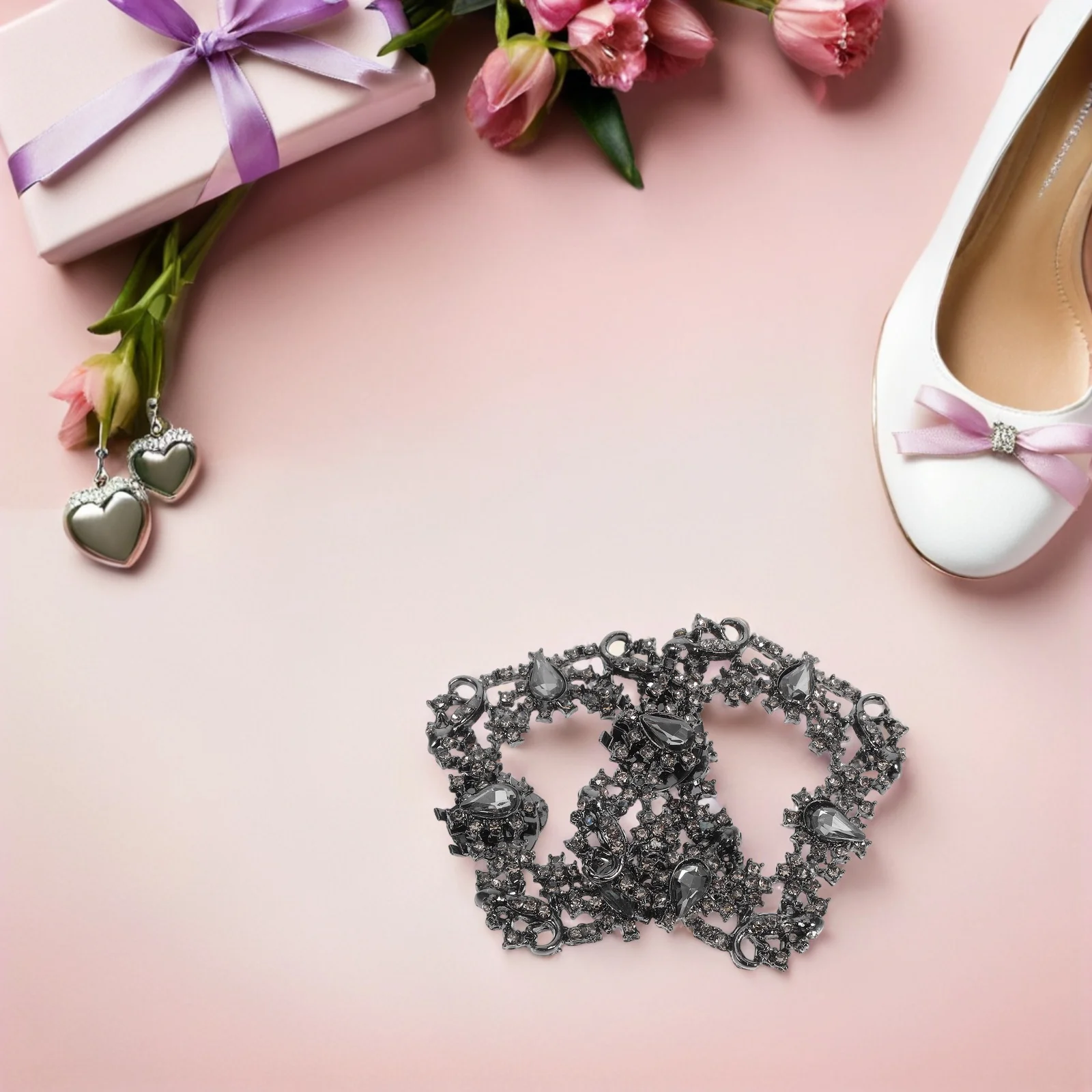 

2pcs Detachable Shoe Buckle Clips Women Wedding Heels Accessories Rhinestone Metal Evening Party Shoe Decorations For Brides