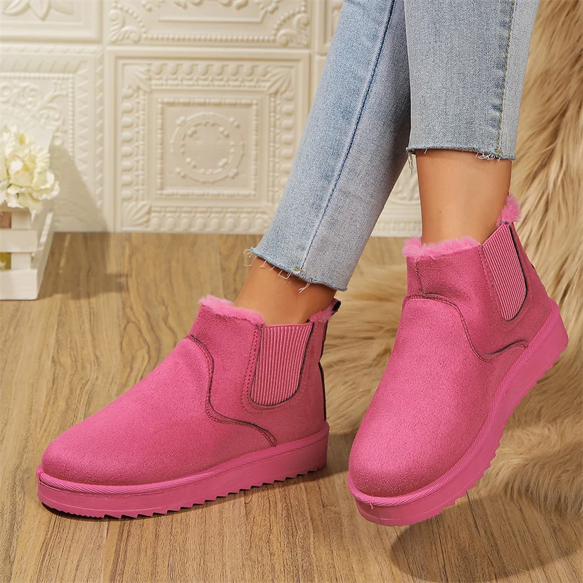 Inverno donna stivali da neve peluche caldo antiscivolo impermeabile signore appartamenti Sneakers Casual Slip on stivaletti femminili Botas Mujer