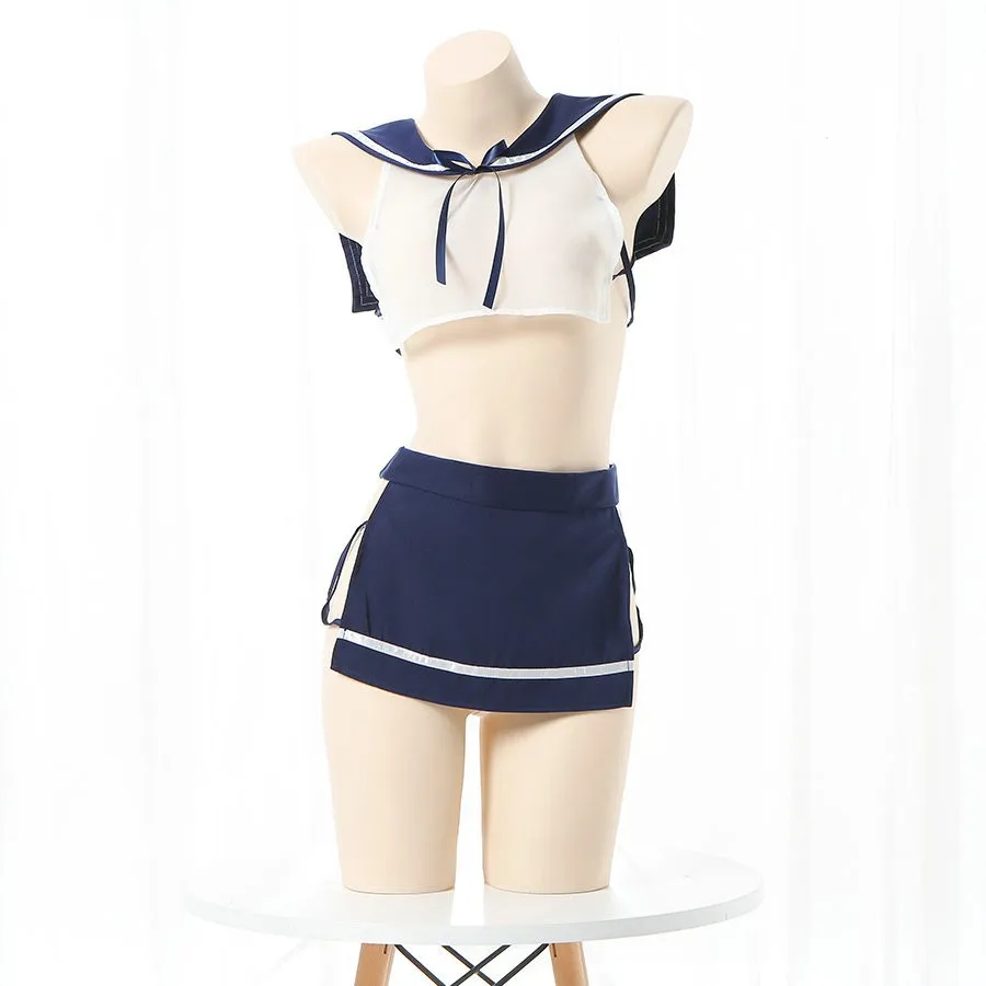

Sweet JK Uniform Sexy Lingerie Kawaii Student Top Panties Women See Through Sailor School Girl Cosplay Costumes