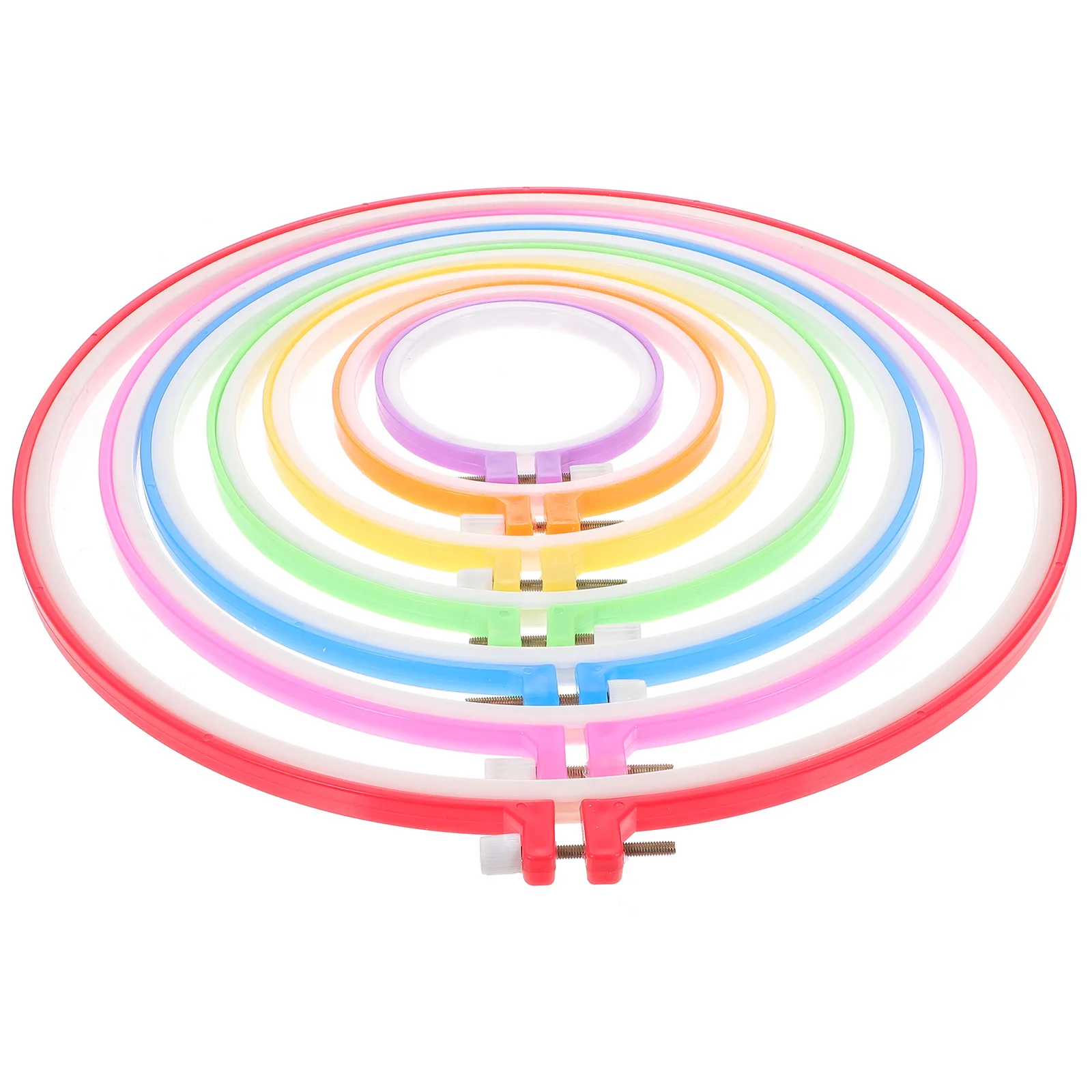 

7pcs Cross Stitch Embroidery Hoops Plastic Circles Smooth Surface Durable Material DIY Craft Sewing Quilting Needlework