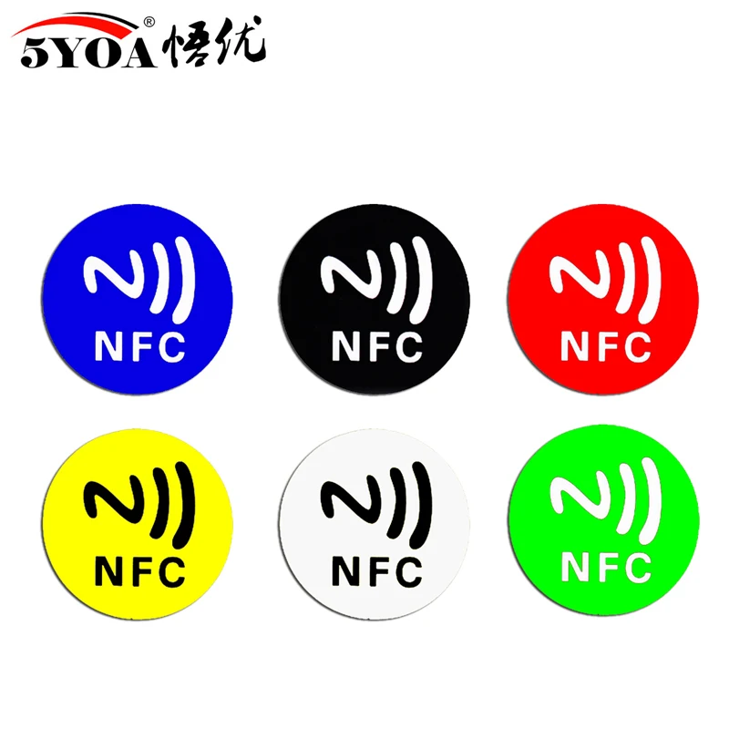 5YOA 6pcs NFC Ntag213 144 Bytes Wet Tag Stickers 13.56MHz ISO14443A Ntag 213 Chip RFID Adhesive Tag Label For NFC Phone 6 Colors