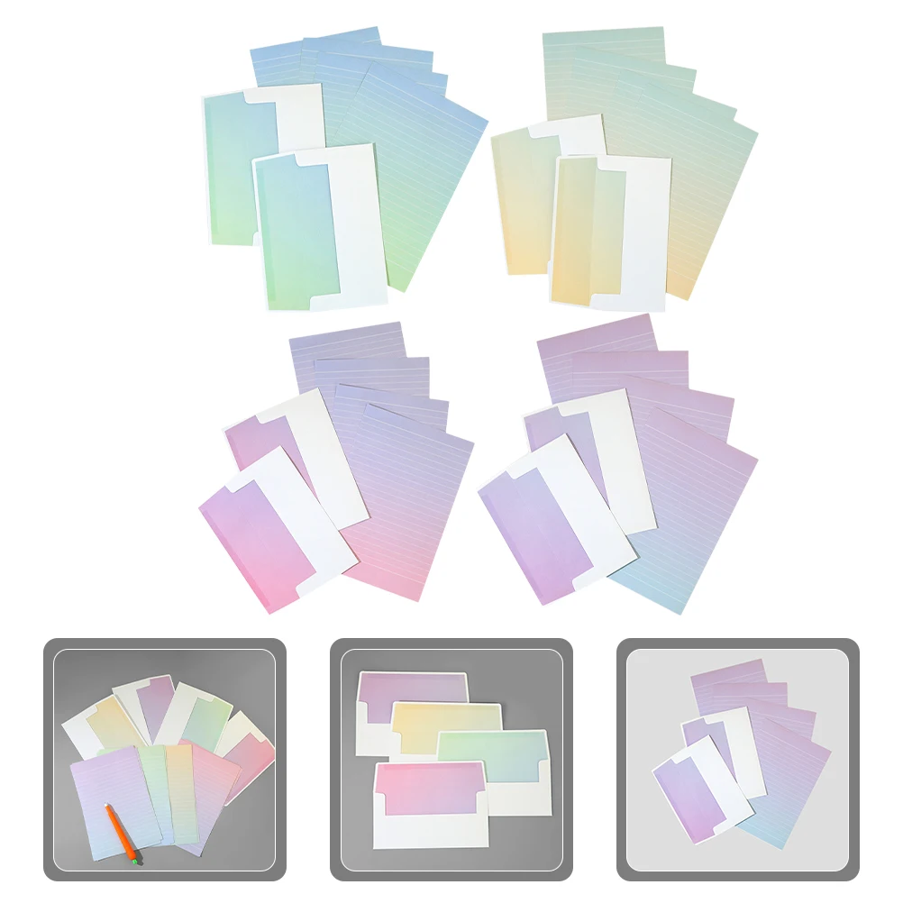

4 Sets Gradient Color Envelope Letter Paper Cute Envelopes Note Cards Stationery Romantic Storage Fancy