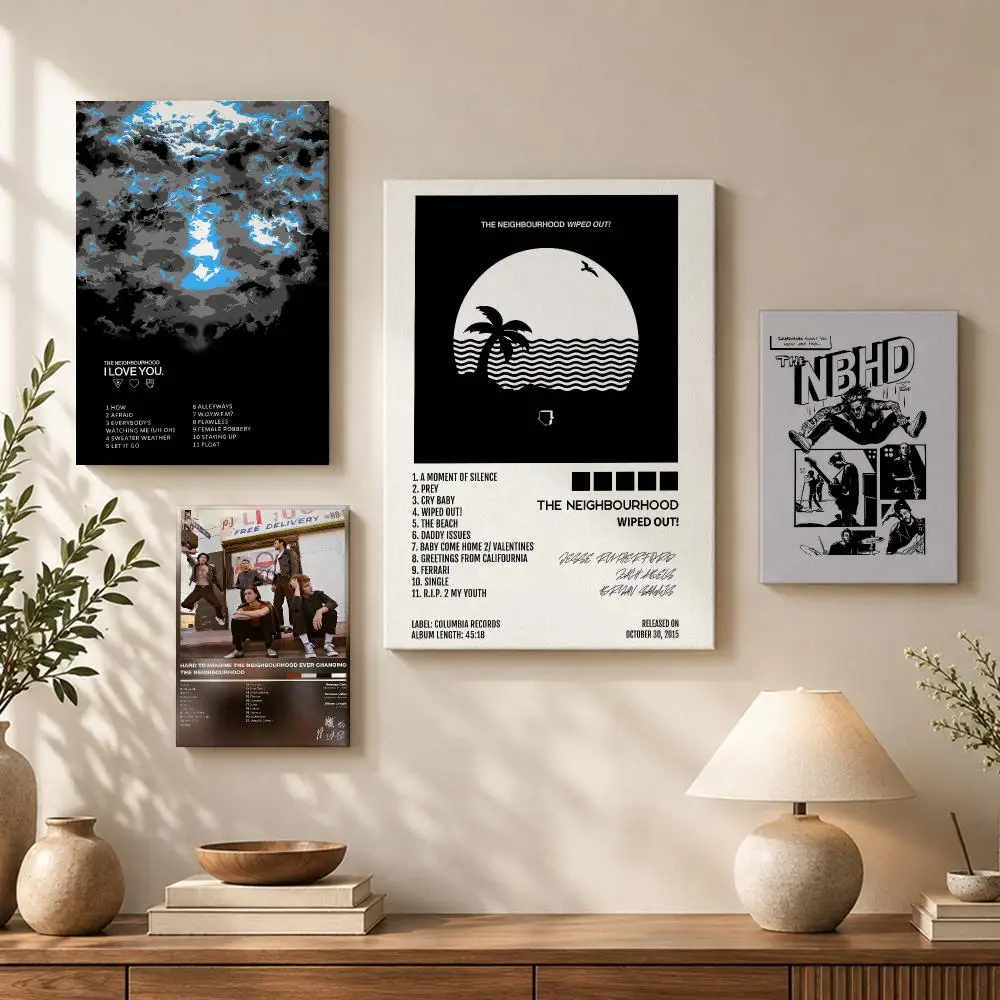 The N-Neighbourhood Album Framed Wall Painting HD Wood Framed Canvas Poster Wall Art For Bedroom Living Room Bar Home Decor