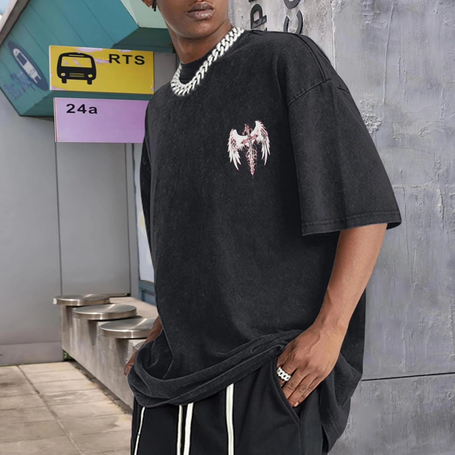 Vintage Goth Punk Gothic Cross Graphic T‑Shirt Grunge Streetwear Unisex Casual Black Oversized Short Sleeve Fashion Tees