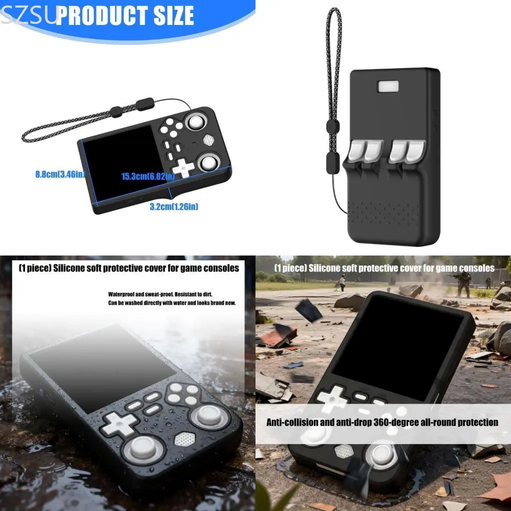 SZSU Console Case Silicone Cover Sleeve Waterproof Scratchproof Case Flexible Skin for R36 Gamepad Protector Housing