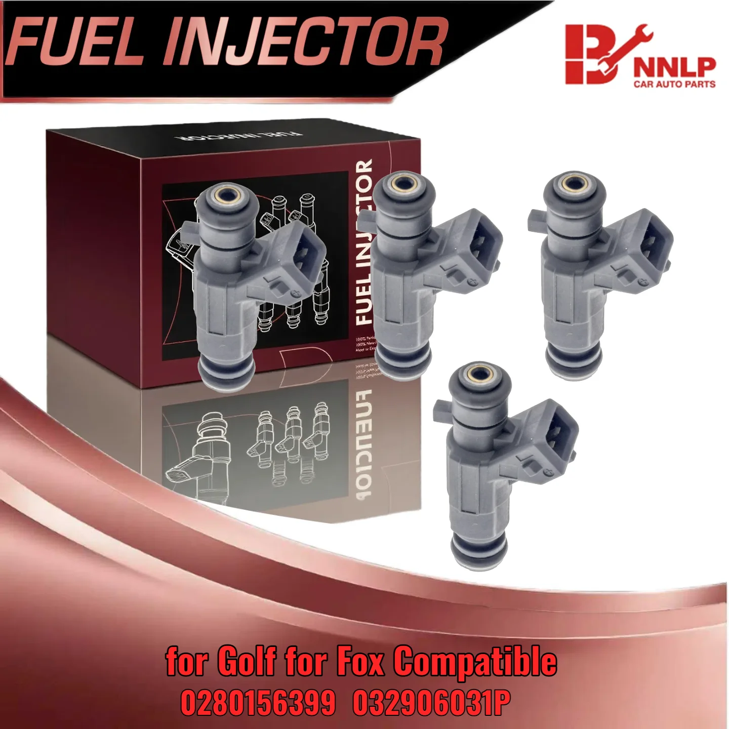 

4Pcs High Impedance Fuel Injector for Golf for Fox Compatible with OEM 0280156399 032906031P