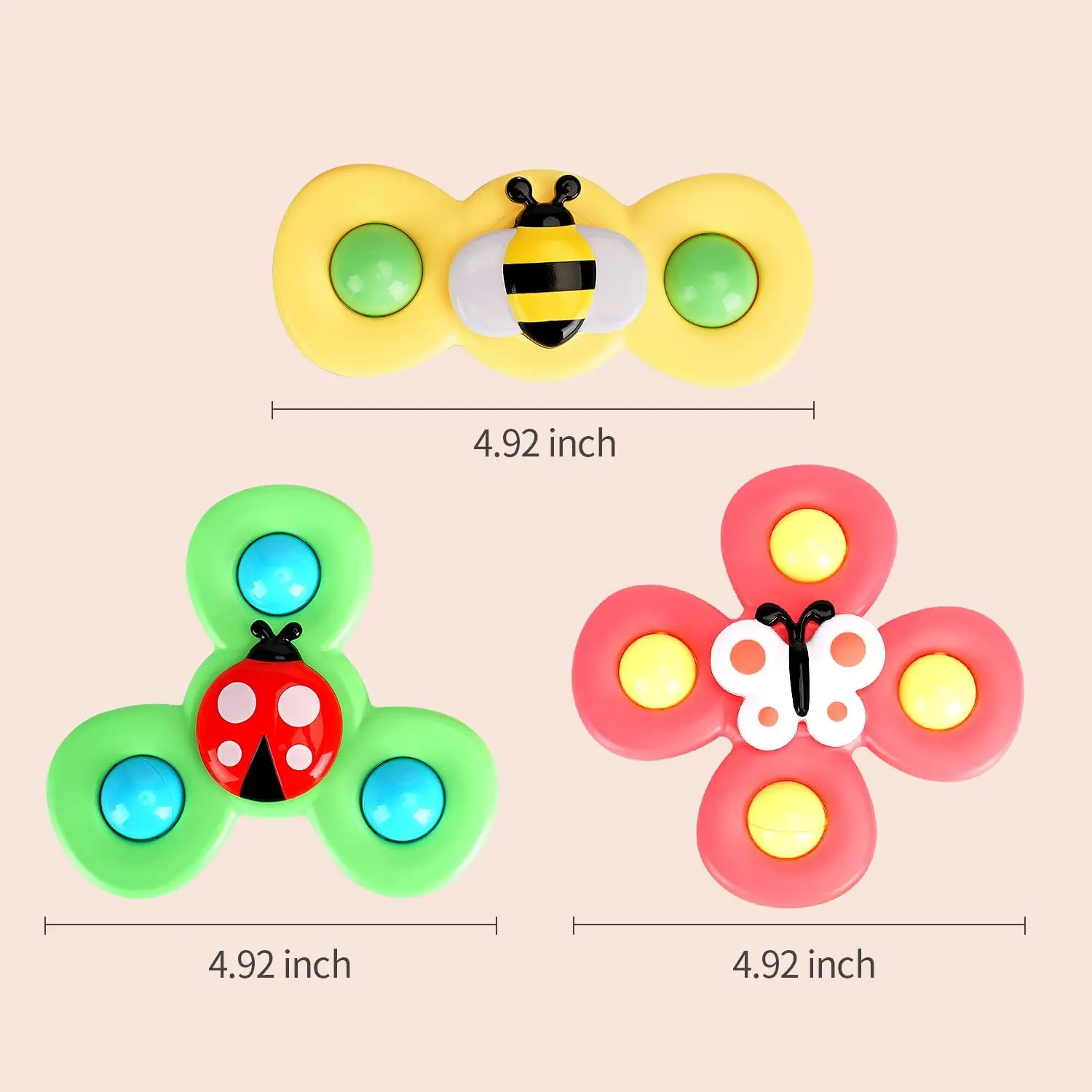 3 uds ventosa Fidget Spinner juguete para niños alivio sensorial del estrés juguetes educativos de baño juegos de bebé sonajero giratorio regalo