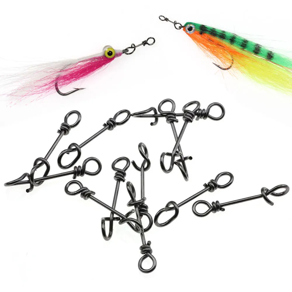 Bimoo 50 Stück Edelstahl Schnellverschluss-Klemmverschlüsse für Streamer-Köder, Drop-Rigs-Verbinder, Salzwasser-Angelzubehör – Detail 6