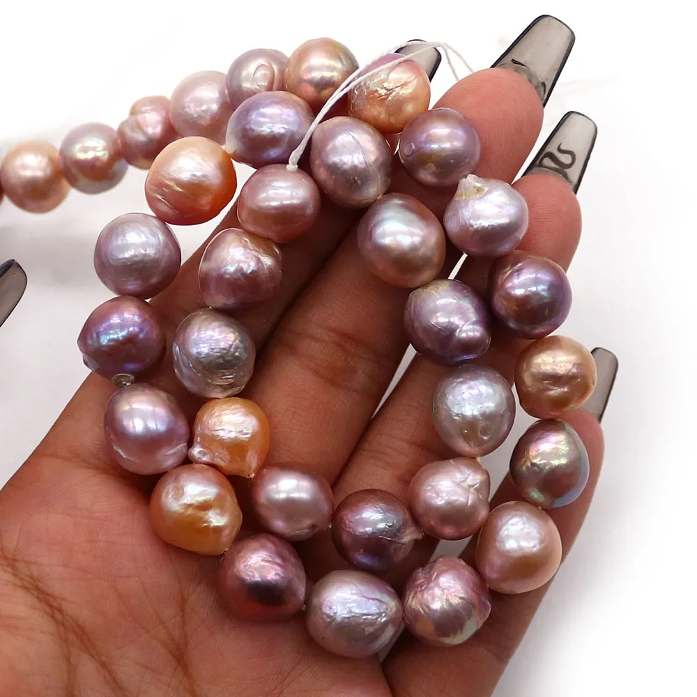 Round Purple Loose Edison Crumpled Natural Pearls Straight-hole Beaded Strings DIY Fashion Necklace and Bracelet Accessories