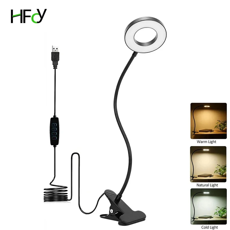 USB Luzes de leitura LED, flexível Gooseneck, Dimmable Table Lamp, Clip On, interior, quarto, proteção para os olhos, Desk Light, Book Clamp Lamp