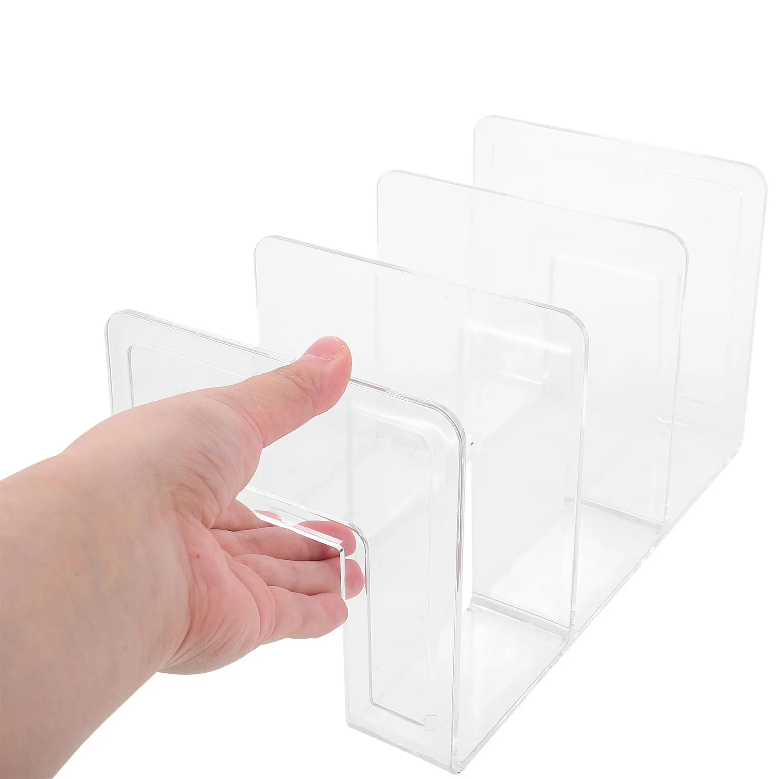 

2pcs Clear Bookends Acrylic File Organizer Simple Style Book Support Stand For Home Office Classroom Library Decorative Storage