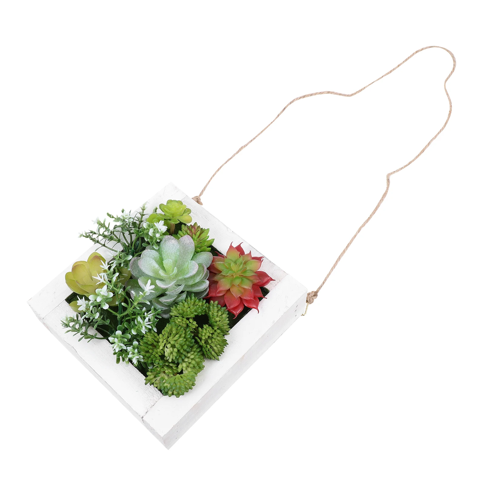 

Artificial Succulent Plants Pendant 14x14 Frame Gray Red Yellow Home Wall Fence Garden Party Hanging Decor Plastic Plant
