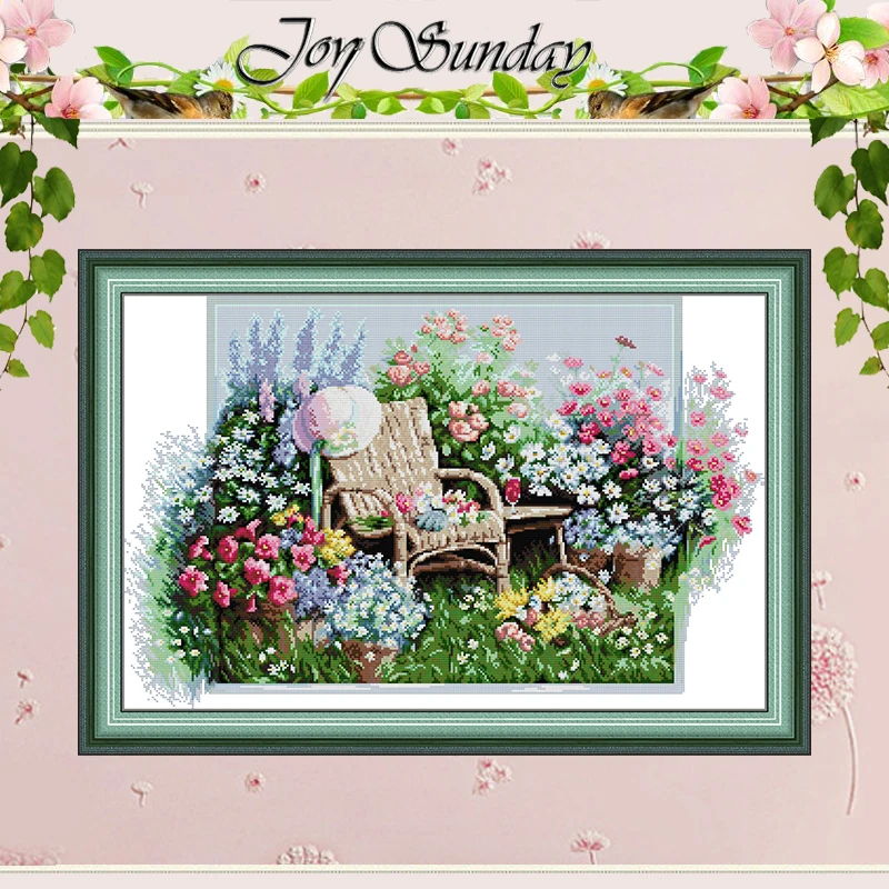 

Garden Chairs Pattern Counted Cross Stitch Set DIY 11CT 14CT 16CT Stamped DMC Cross-stitch Kit Embroidery Needlework Home Decor