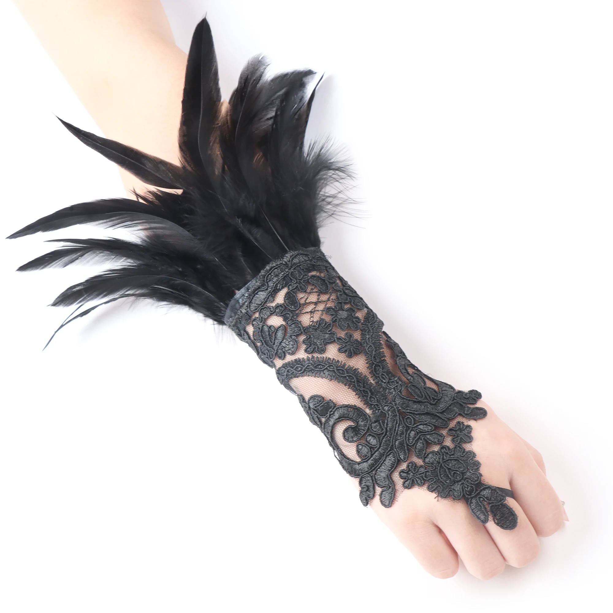 Gothic Spitze Feder Schal Spitze Feder Armband Maskerade Bruder Damen Kleidung Cosplay Zubehör
