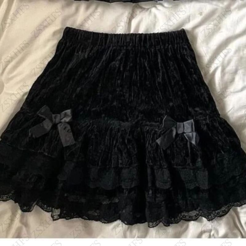 

Dark Girl Skirts Graphic Vintage Streetwear Women Summer 2000s Clothes Sweet Bow Lace Casual Korea Aesthetic A-line Mini Skirt
