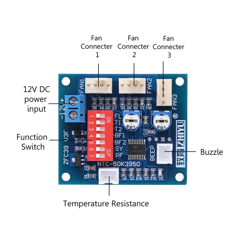 12V PC CPU Fan Temperature Control PWM Speed Controller Module Alarm Buzzer Sensor with Alarm