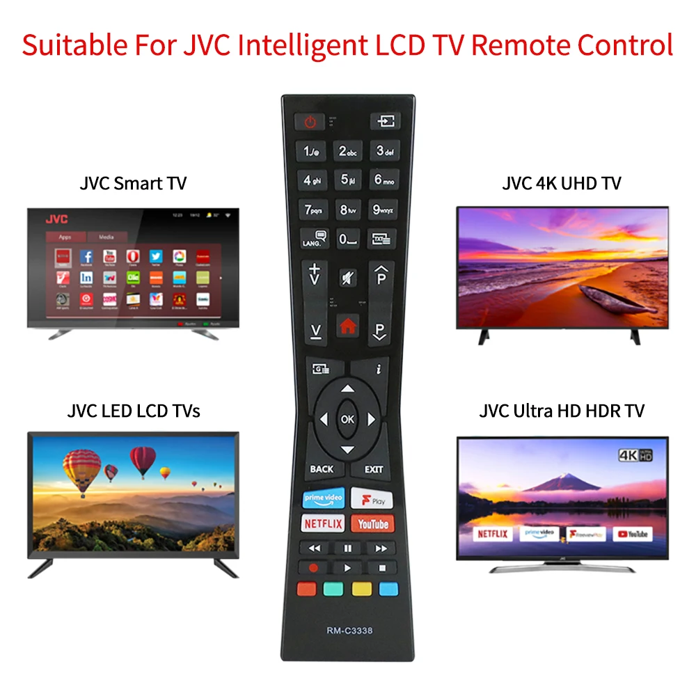 RM-C3338 remote control for JVC smart TV, new remote control RC43101P for JVC 2018 2019 Smart 4K UHD LED LCD TV LT-24C680 LT-24C