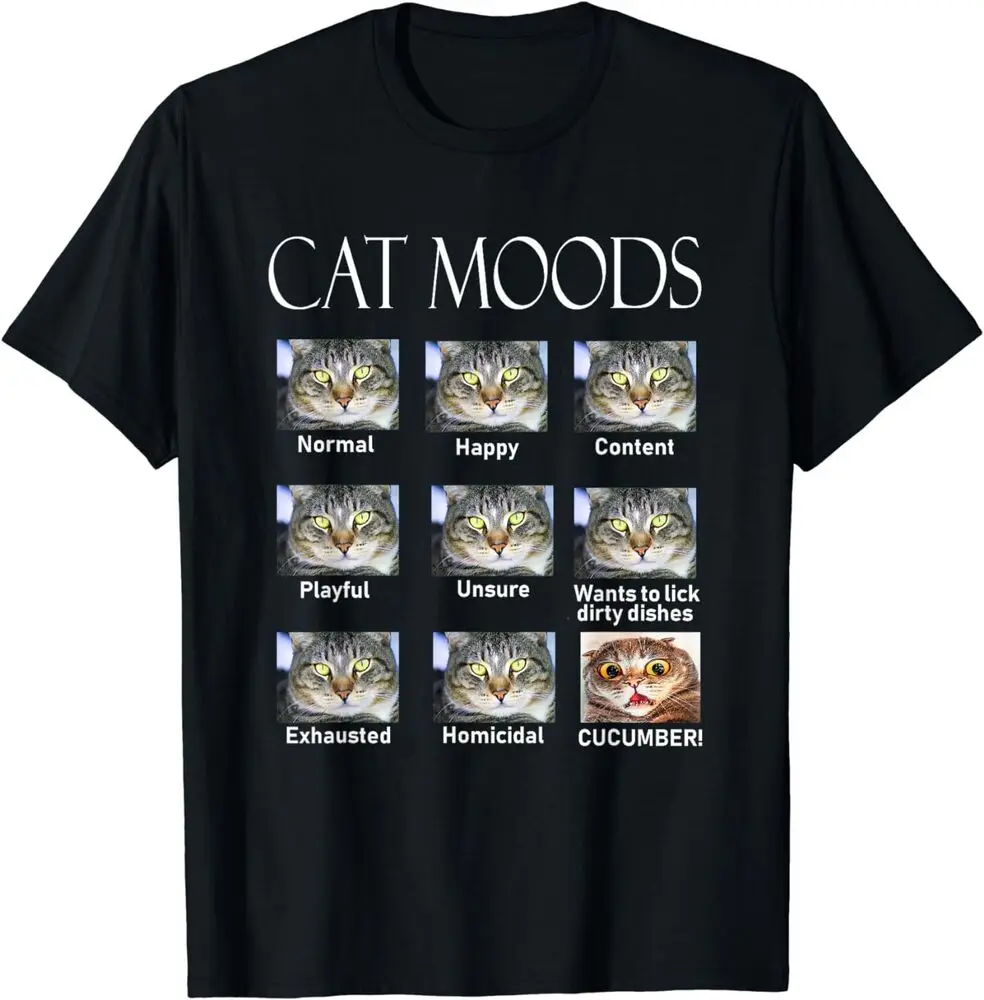 Cat Moods T-Shirt, S-5XL, Unisex Tee, Made In USAHigh Quality 100%Cotton Short Sleeve