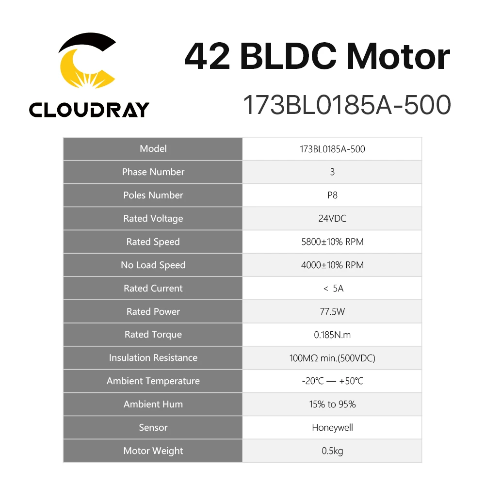 Cloudray Nema17 77.5W BLDC Motor 42mm 3-Phase 4000Rpm 24VDC Square Brushless Motor with Hall-Sensor For 3D Printer