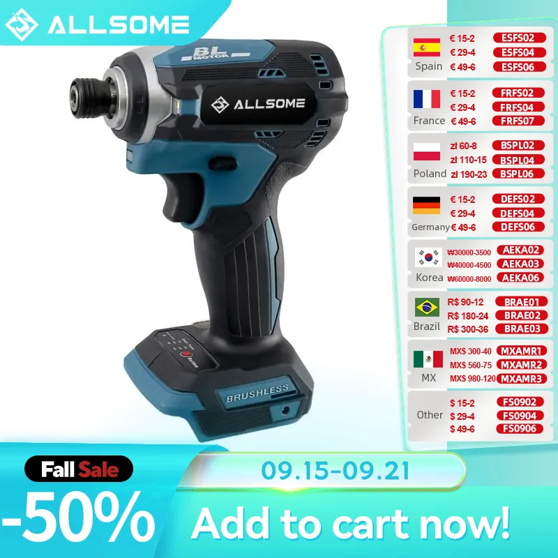 

Allsome 21V Cordless Impact Driver,3-Speed 1/4-Inch Brushless Electric screwdriver