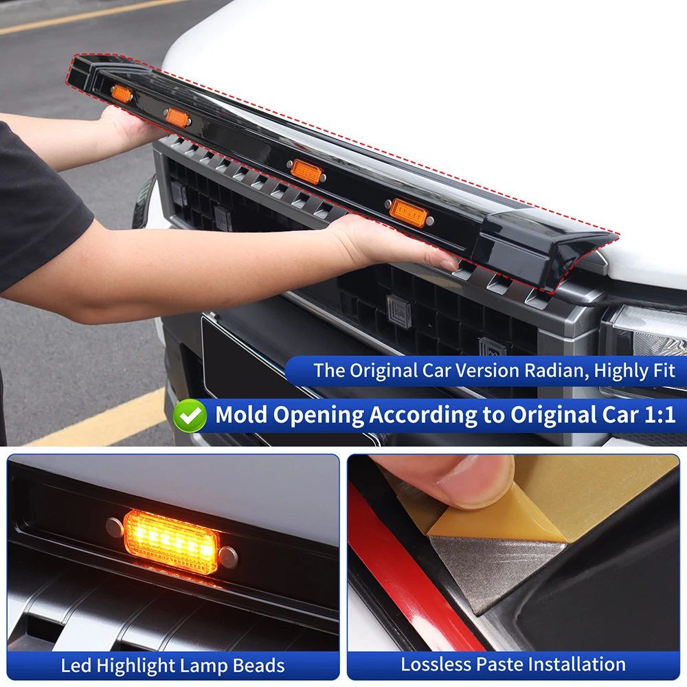 

For Toyota 2024 2026 Land Cruiser Prado LC250 Front Hood LED Sand Stone Deflector Protect Vehicle Paint Car Exterior Accessories