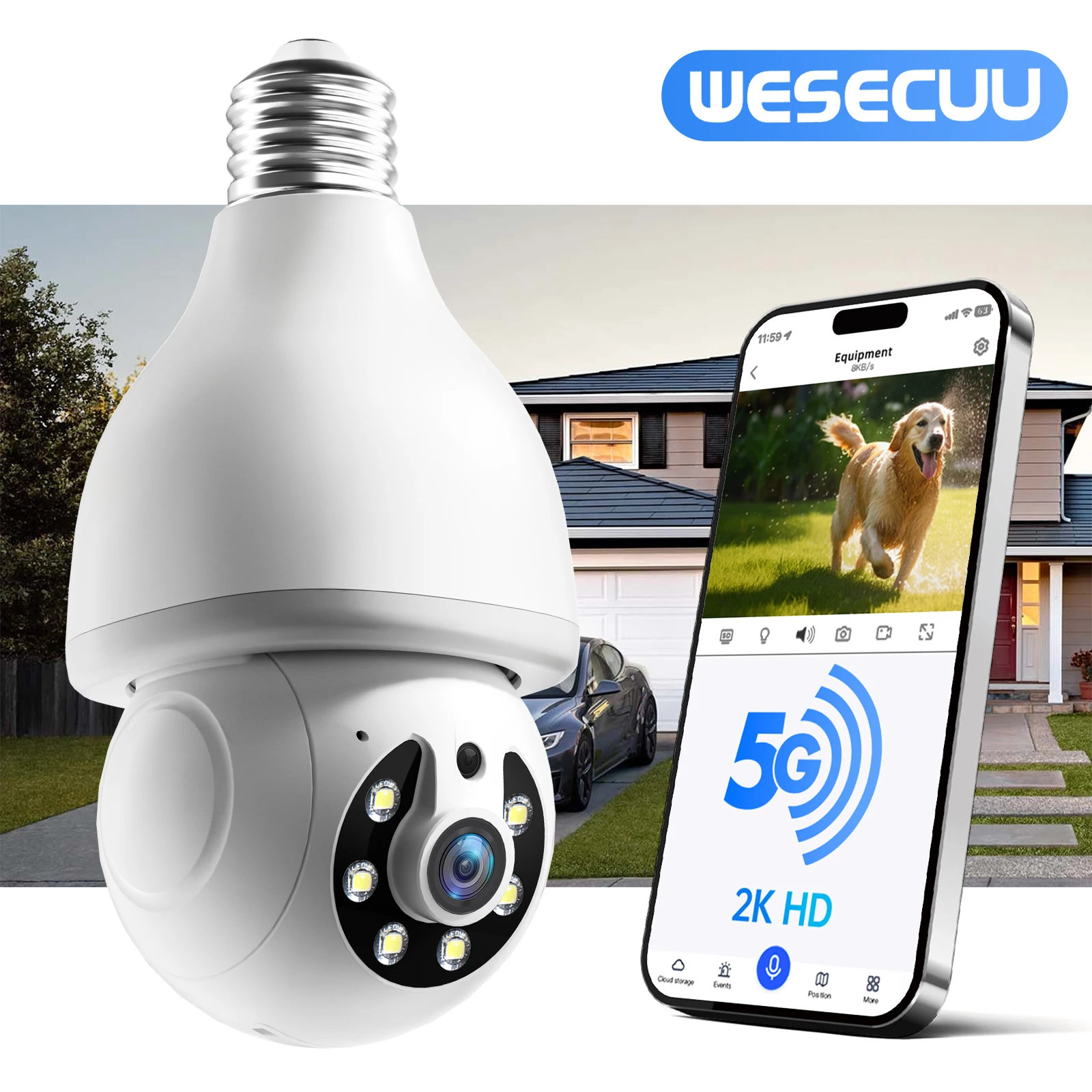 

WESECUU 3MP Security Cameras Security Protection Indoor Wireless WIFI MINI Camera 2.4G Wi-Fi Two-Way Talk
