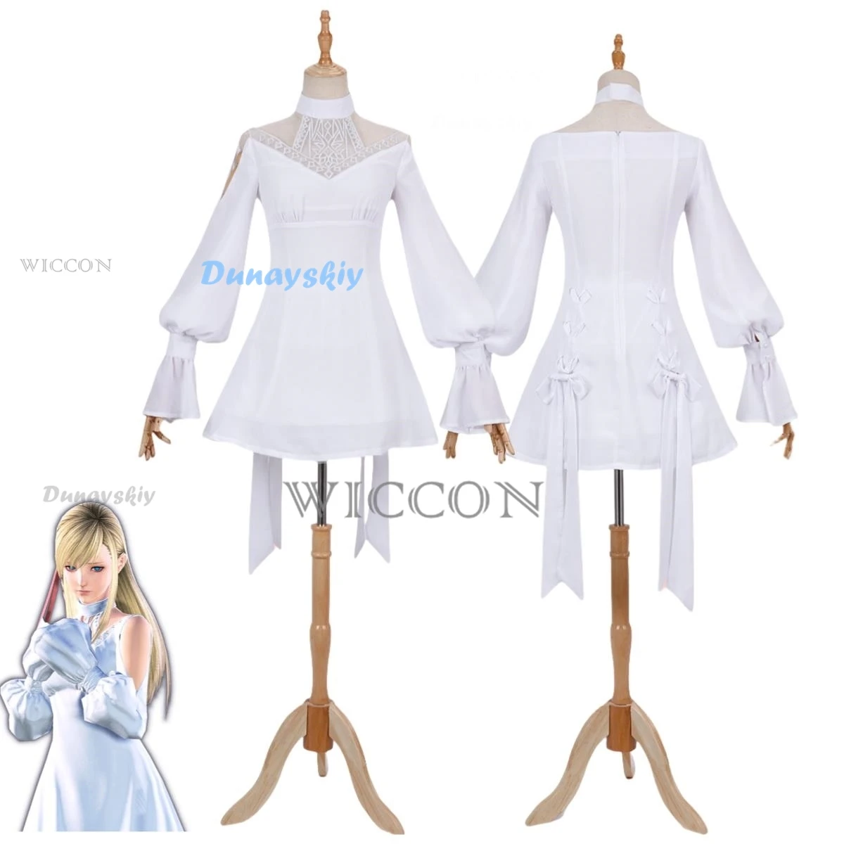 Game Final Fantasy XIV:A Realm Reborn Ryne Minfilia Cosplay Costume White Mesh Yarn Dress Woman Sexy Carnival Halloween Suit