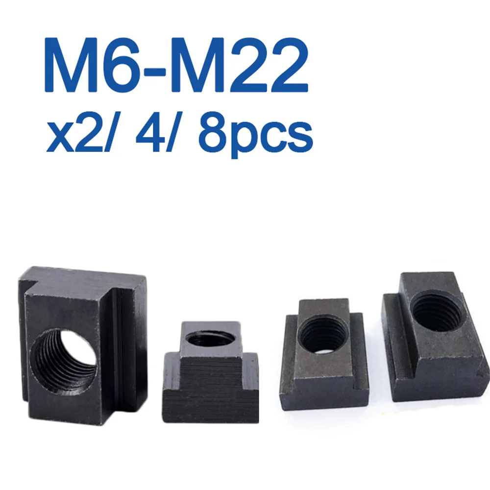 2/ 4/ 8pcs M6 M8 M10 M12 M14 M16 M18 M20 M22 Black Oxide Finished Grade 8.8 Carbon Steel Nut Tapped Through Slot T-nuts DIN508