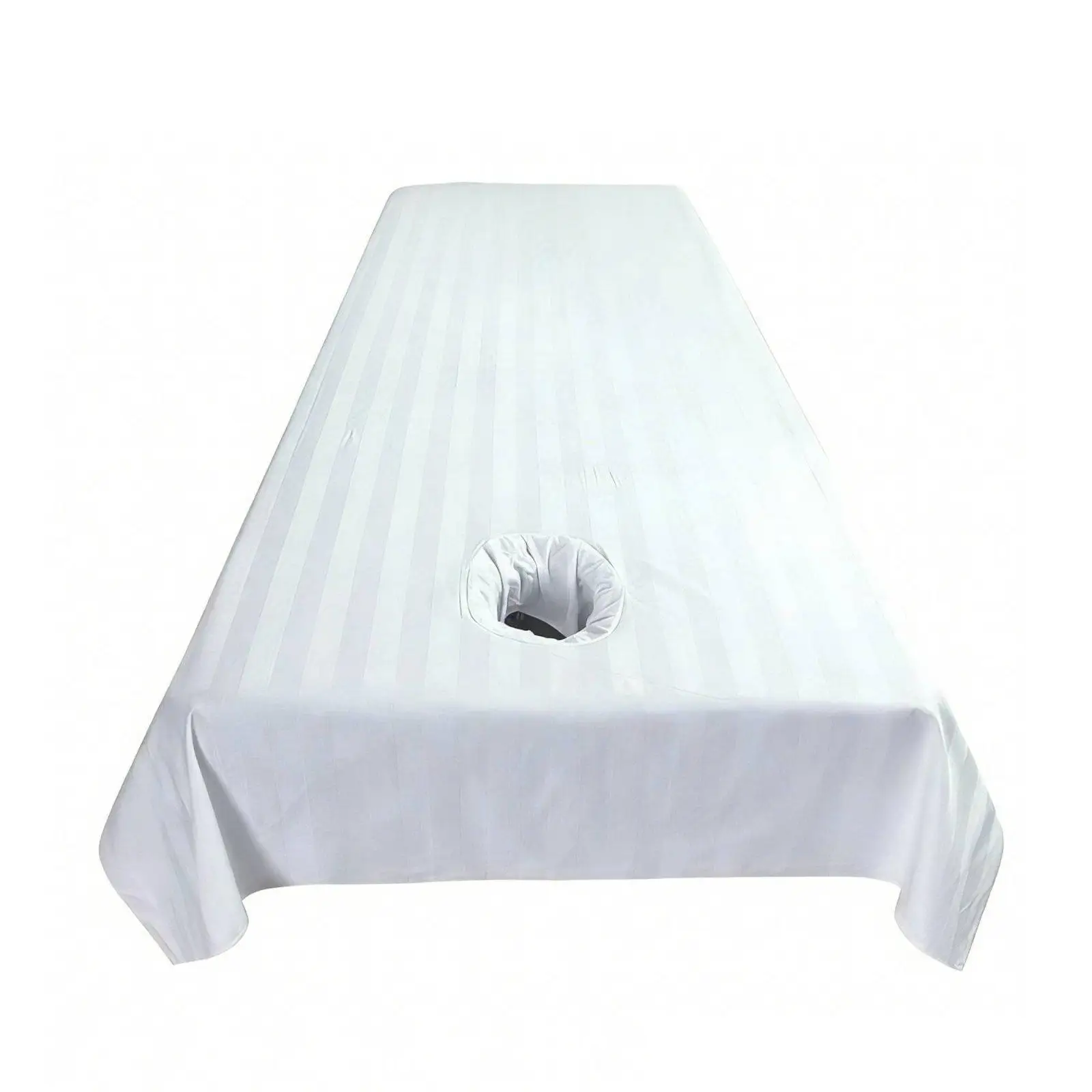 Cotton Bed Sheet Striped Spa Cover with Face Hole Comfortable Massage Table Linen for Full Body Massage Applications
