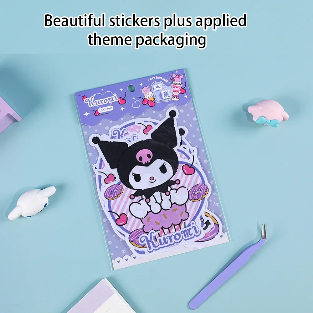 Sanrio Stickers Cinnamoroll Hello Kitty Kuromi Pachacco DIY Decorative Stickers Phone Luggage Laptop Guitar Sticker