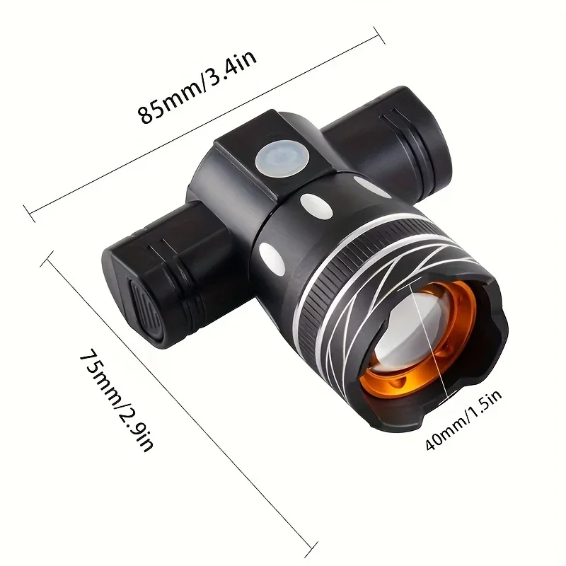 1200 MAh Bicycle Light Headlamp Night Aluminum Mountain Bike Rechargeable 3 Light Modes, Cycling Gear