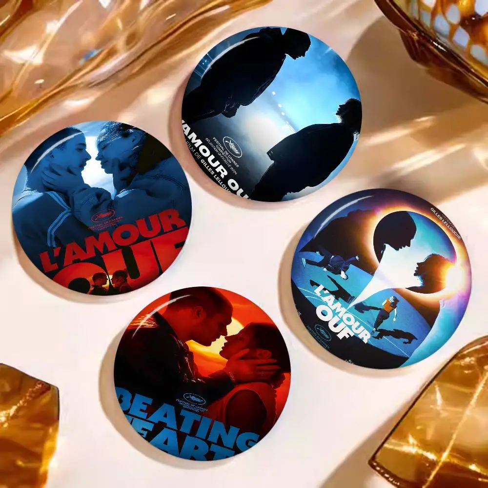 Beating Hearts Movie Round Button Pins Slogan Creative Brooches Backpack Clothes Decoration Fashion Cartoon Jewelry Gifts