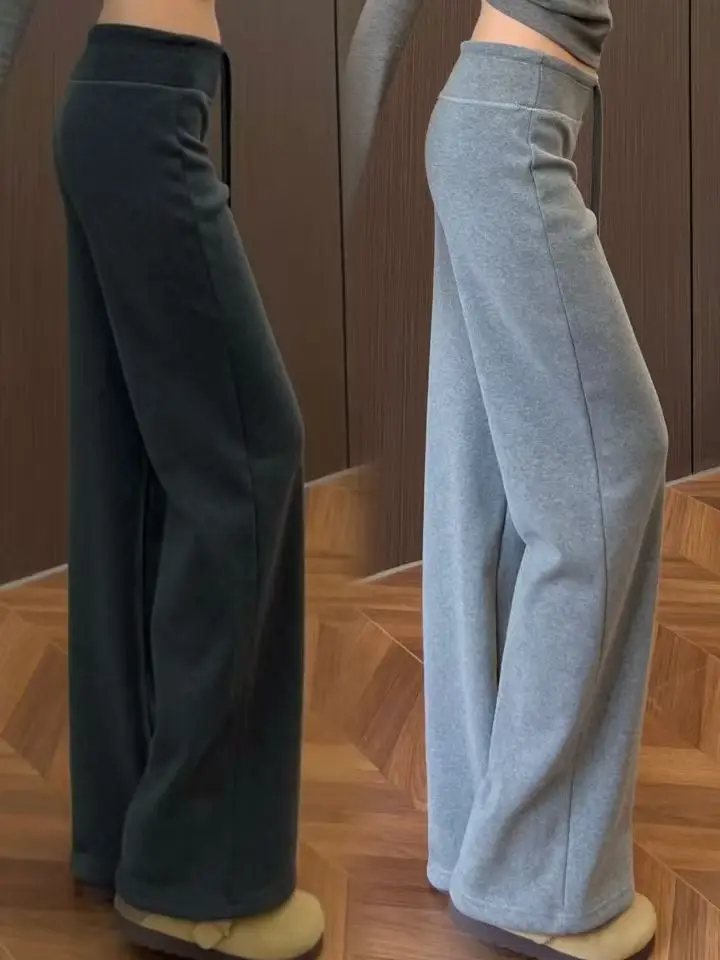 

American Style Vintage Loose Casual Sport Pants Women's Spring Autumn New Straight Leg Floor-Length Wide Leg Pants