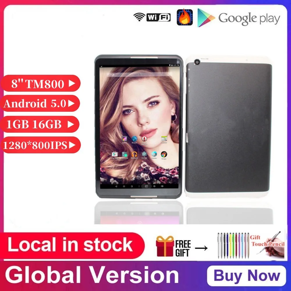 Google oyun 8 \'\'Android 5.0 TM800 AIKAZU ped dört çekirdekli 1GB RAM 16GB ROM 1280 * 800IPS HD desteği WiFi çift kameralar tablet PC