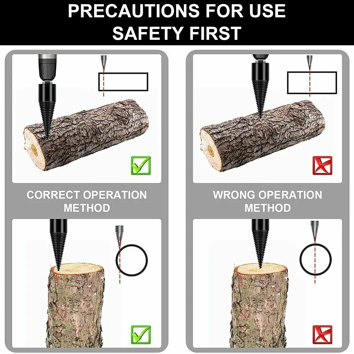 32/42mm Wood Drill Bit Firewood Round/Hex/Square Shank Wood Cone Reamer Punch Driver Step Drill Bit Woodworking Tool