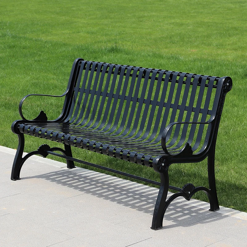 

Park Chair Outdoor Bench Wrought Iron Bench Leisure Chair Backrest Double Metal Community Garden Chair Outdoor Seat
