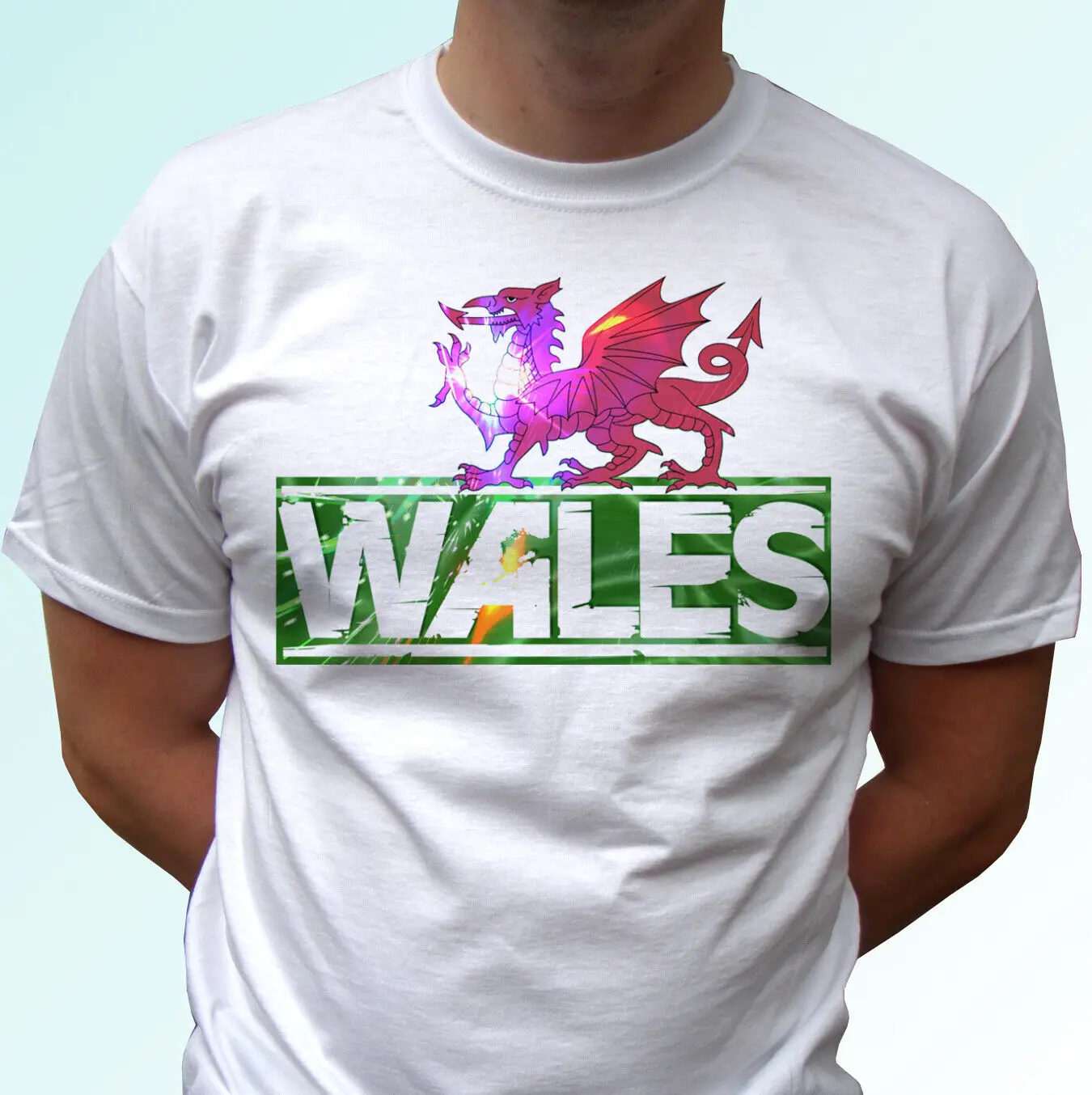 

Wales white t shirt flag cymru design top art gift tee mens womens kids sizes