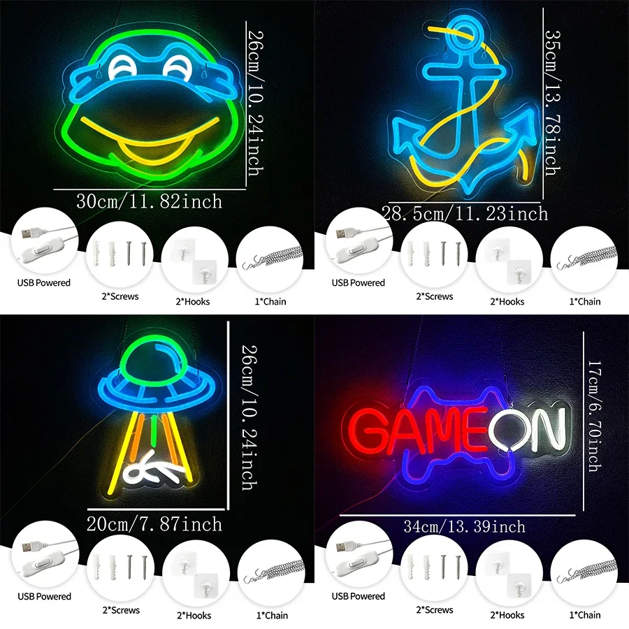 Letreros de neón de la serie de juegos, icono de personalidad de dibujos animados alimentado por USB, utilizado para habitación, sala de juegos, bar, club, fiesta, decoración artística de cueva de hombre.