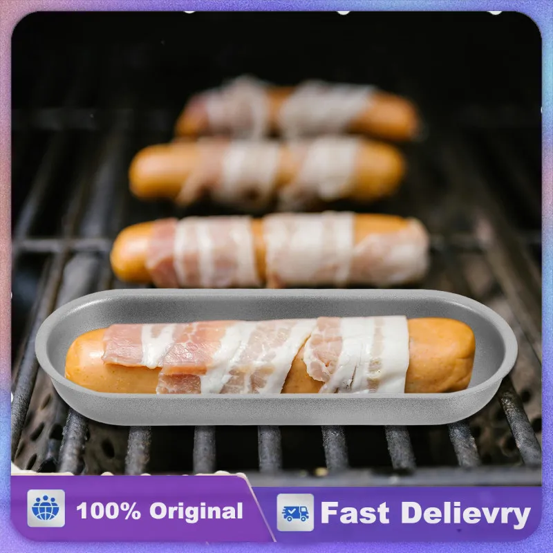 

2pcs Bread Loaf Pan Baking Mold Set Hot Dog Bun Tray Hamburger Bread Pan Nonstick Carbon Steel Oven Safe Elongated Shape