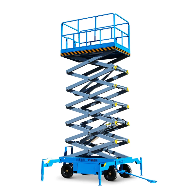 

Promotion!!! electric scissor lifts self moving aerial work platform mobile hydraulic lift with security fence