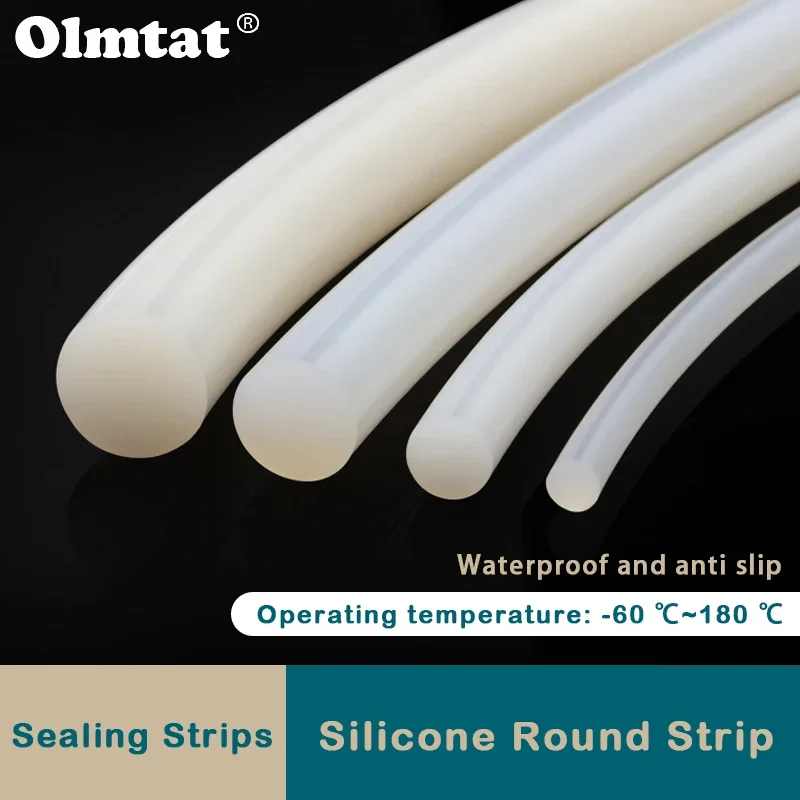 Silicone Solid Round Seal Strip Dia 1/2//3/4/5/6/7/10/11/12/14//15/16/18/20/25mm White High Temperature Resist Seal O ring 1M/5M