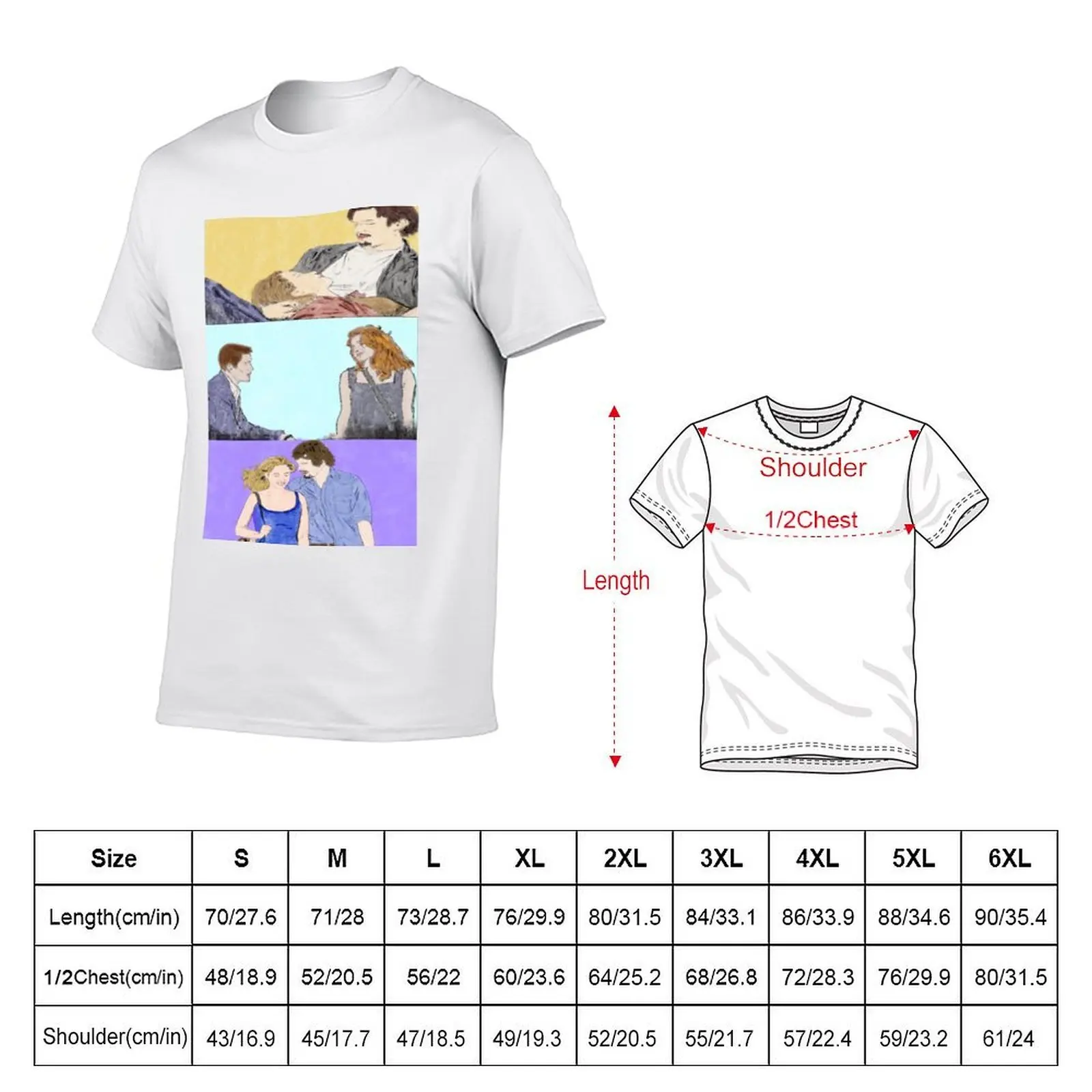 قبل شروق الشمس ثلاثية-تي شيرت بالألوان المائية أنيمي تي شيرت كبير الحجم تي شيرت للرجل القطن تي شيرت للرجل تي شيرت #2